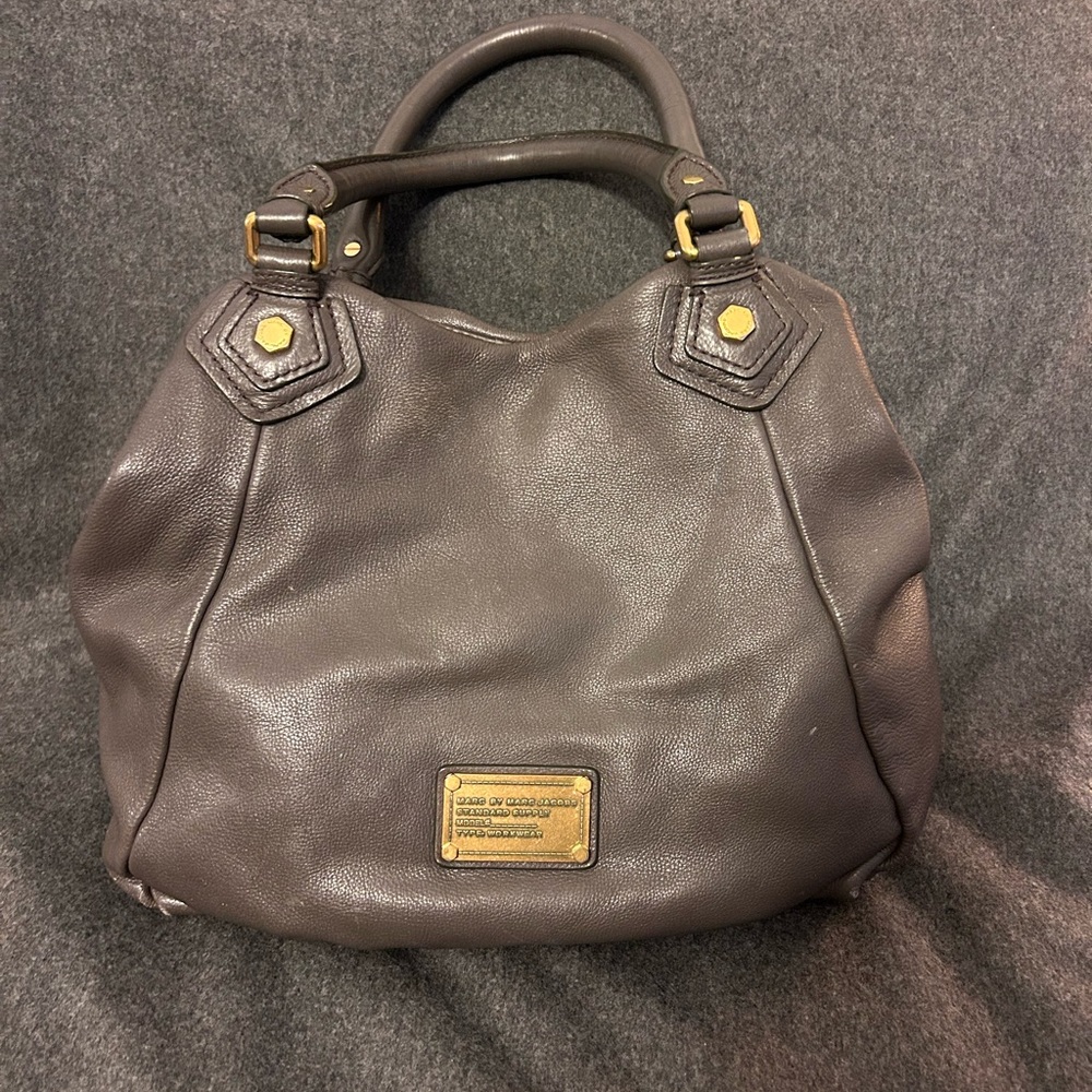 Marc by Marc Jacobs classic Q Francesca leather hobo tote grey/taupe/brown
